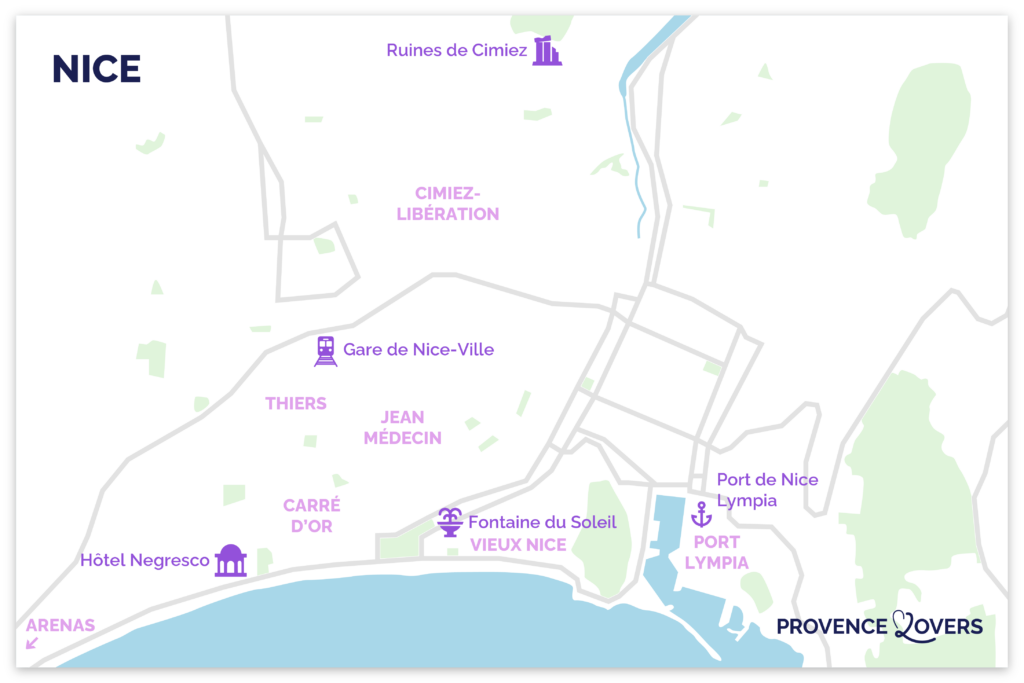 Carte des quartiers de Nice