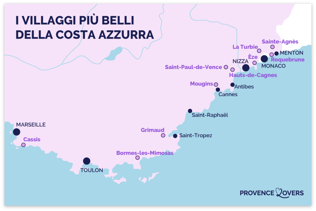 mappa dei migliori villaggi della Costa Azzurra