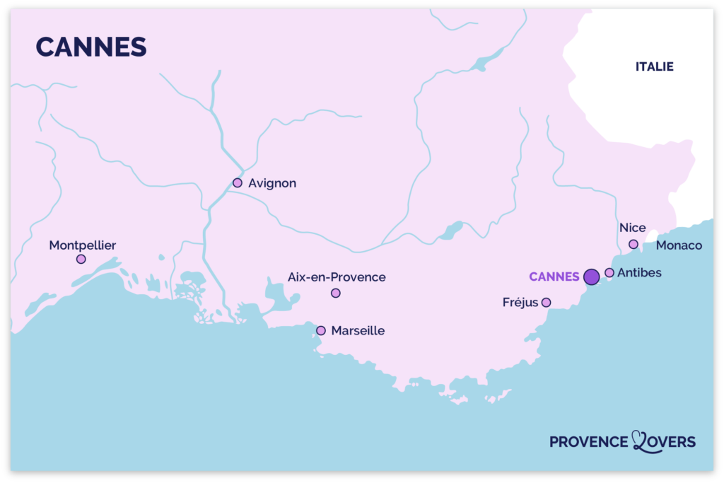 Carte de la ville de Cannes en Provence.