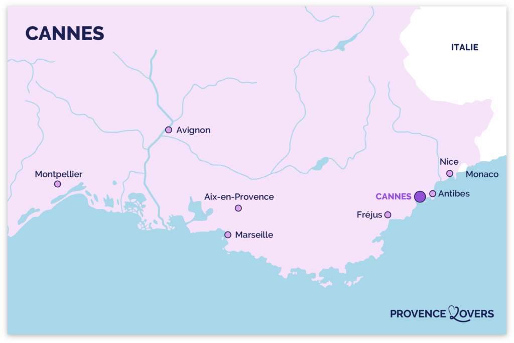 Mappa della città di Cannes en Provence.