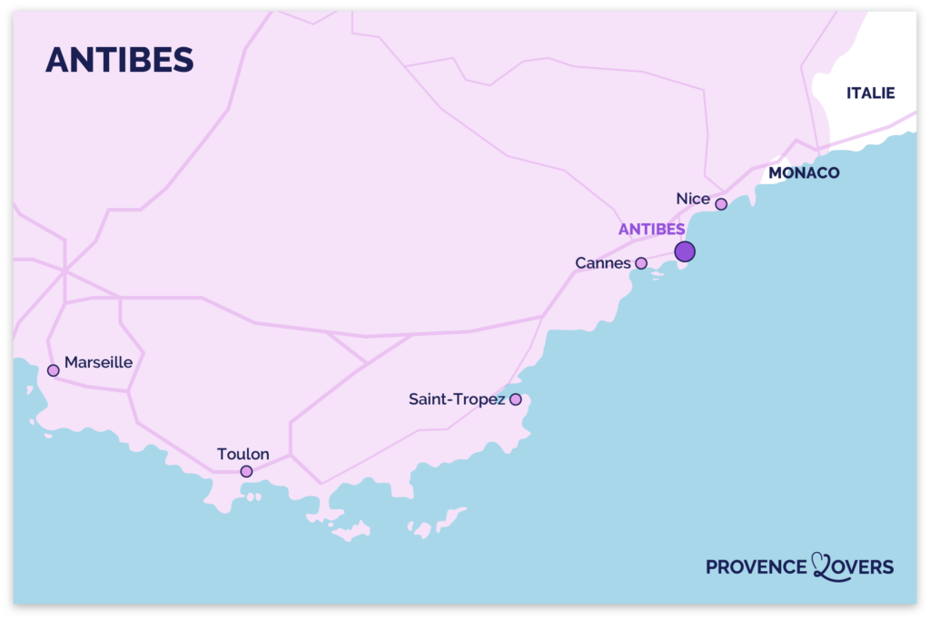 Entdecken Sie unsere Karte von Antibes an der französischen Riviera.