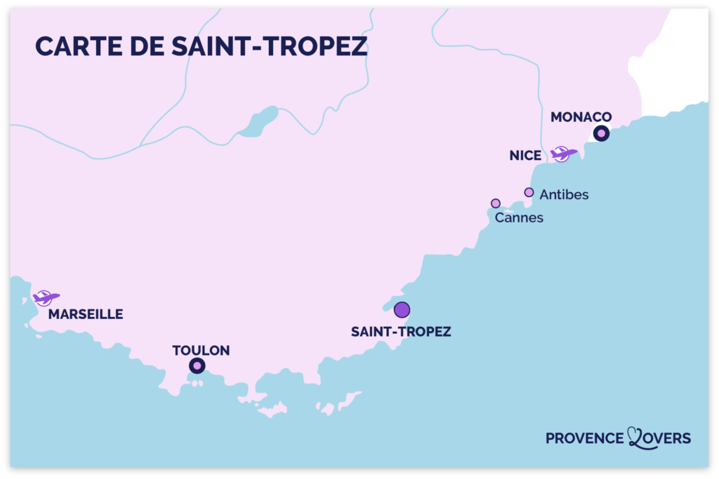 Kaart van Saint-Tropez aan de Côte d'Azur!