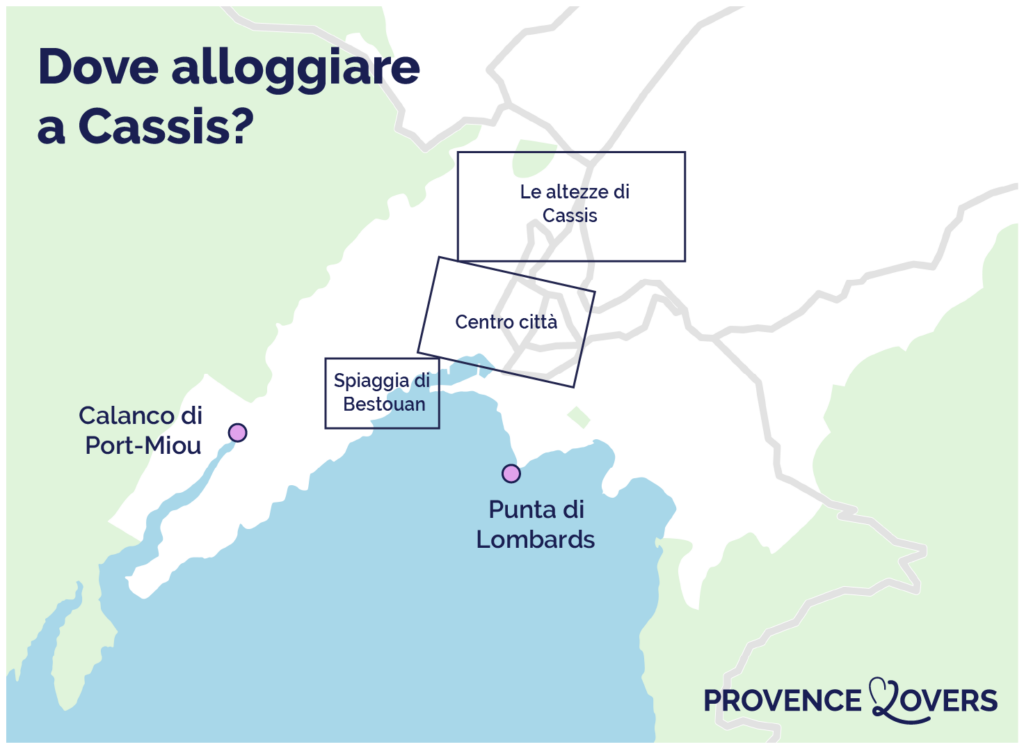 Mappa delle migliori aree in cui soggiornare a Cassis.
