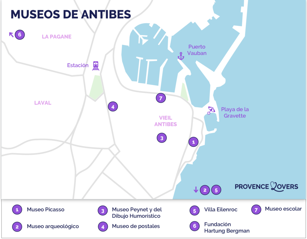 mapa de los mejores museos de antibes