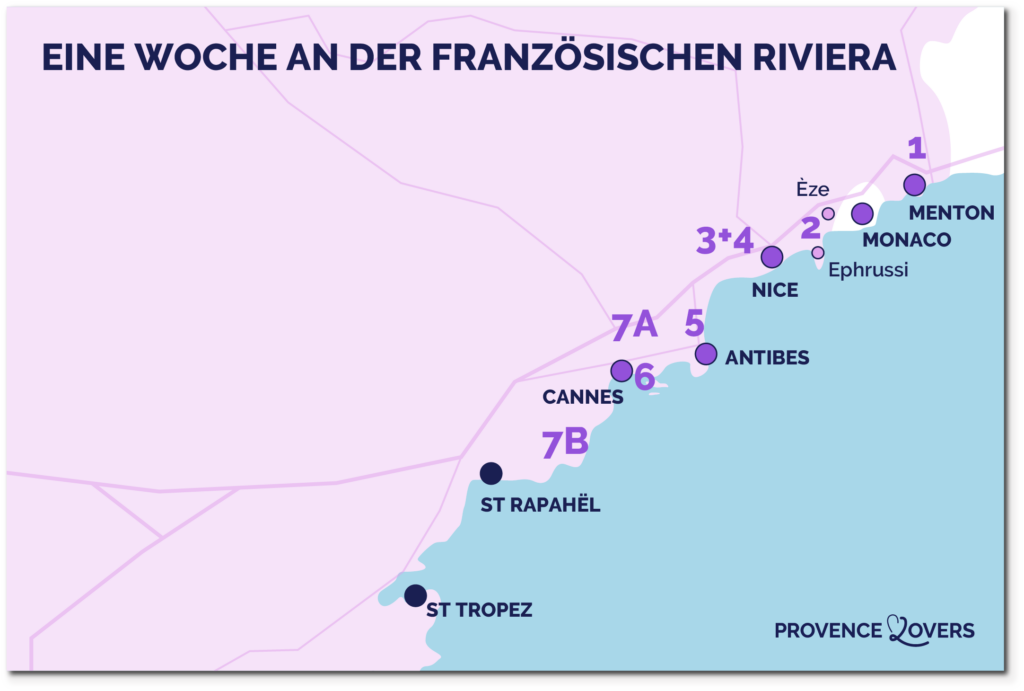 Karte eine Woche Cote Azur