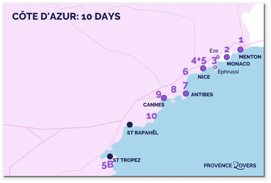 carte cote azur 10 jours road trip