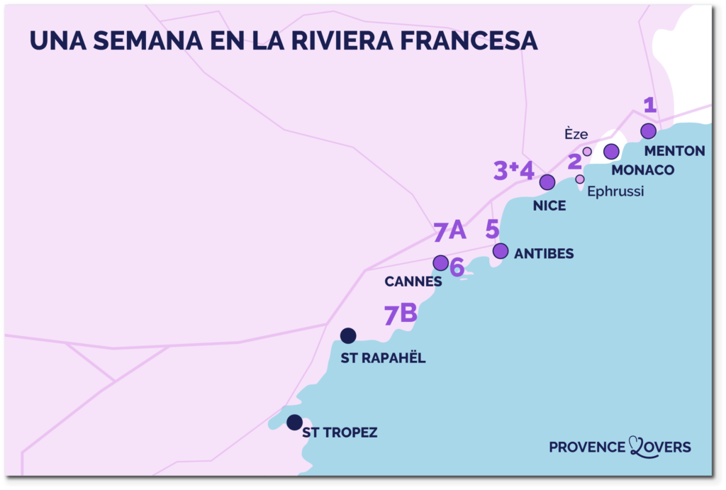 Carte une semaine cote azur