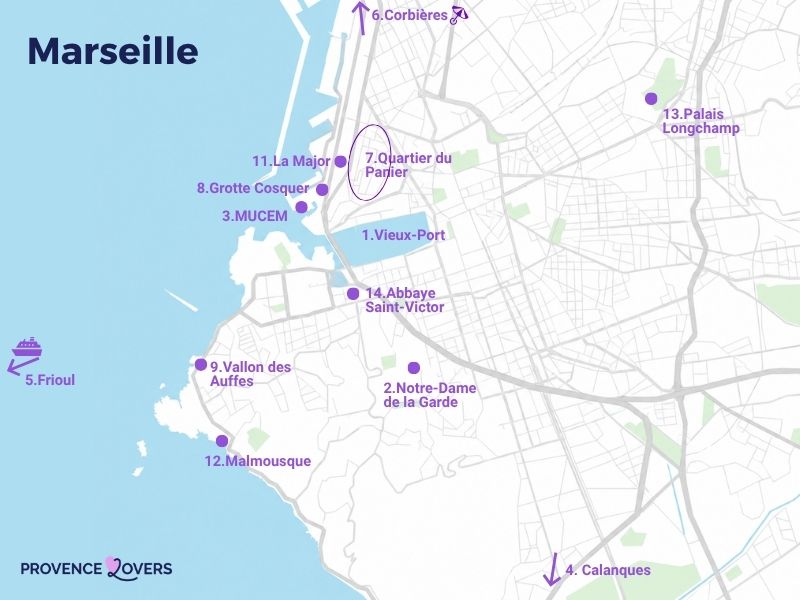 Carte attractions Marseille