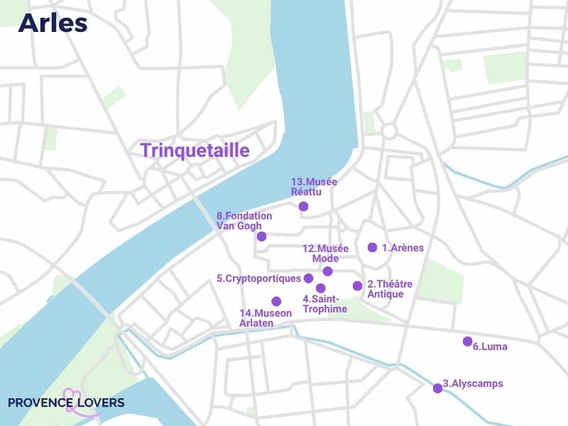 carte attractions Arles