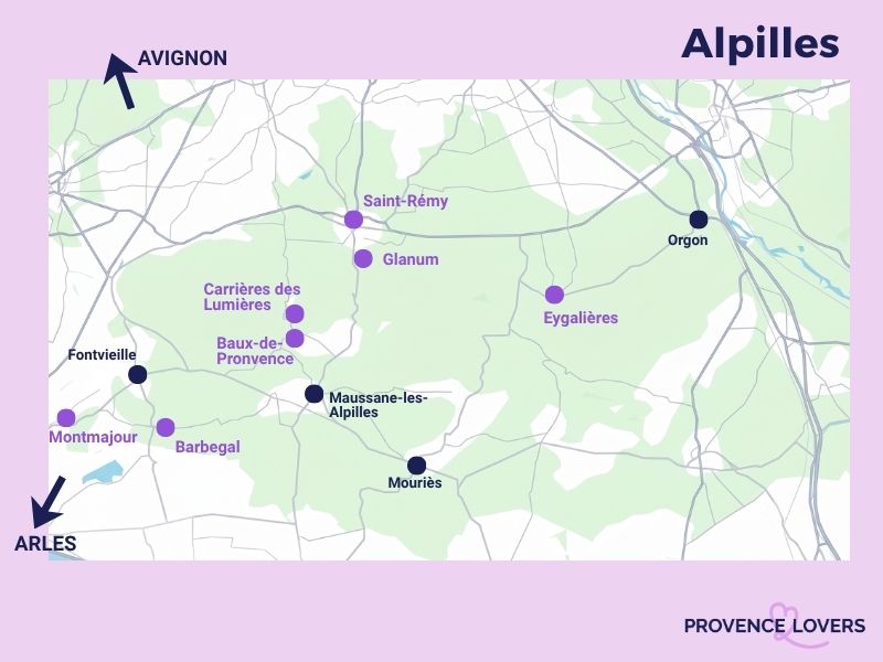 Karte: Was gibt es in den Alpilles zu unternehmen? Sehenswürdigkeiten, die Sie nicht verpassen sollten