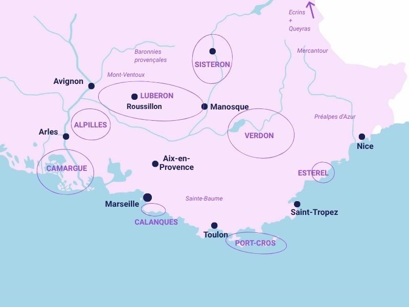 Map of Provence's Natural Parks